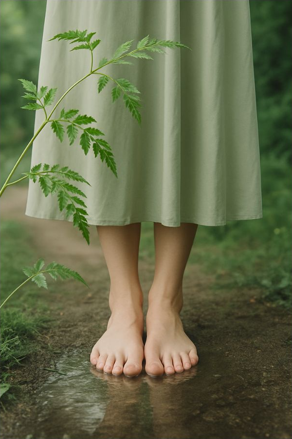 Paljaat jalat luonnon keskellä – maadoittumista ja rauhaa.