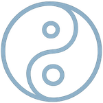 Siniharmaa yin-yang-symmetria